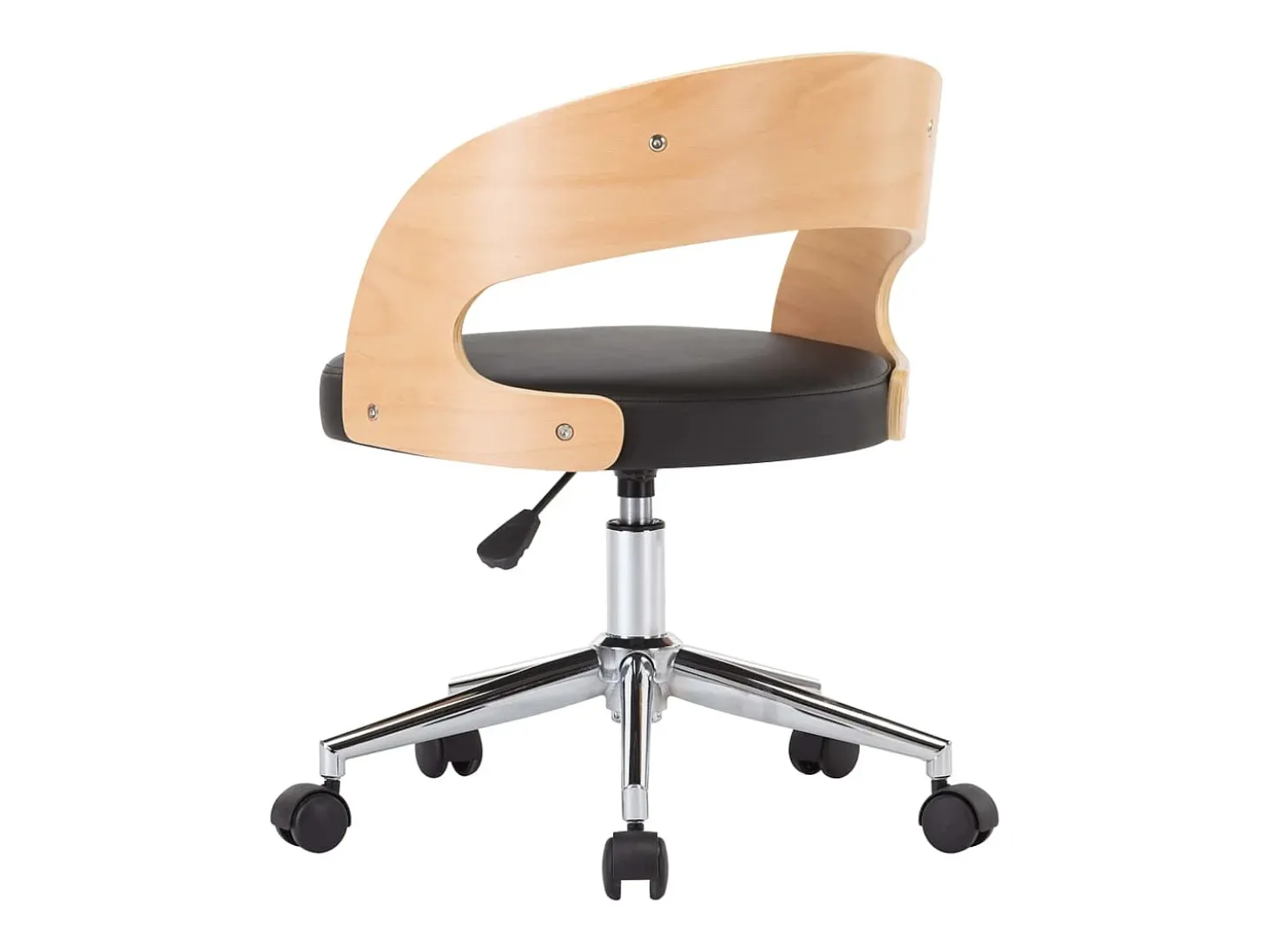 Silla de comedor giratoria madera curvada cuero sintético negro ES484693