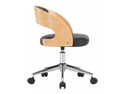 Silla de comedor giratoria madera curvada cuero sintético negro ES484693