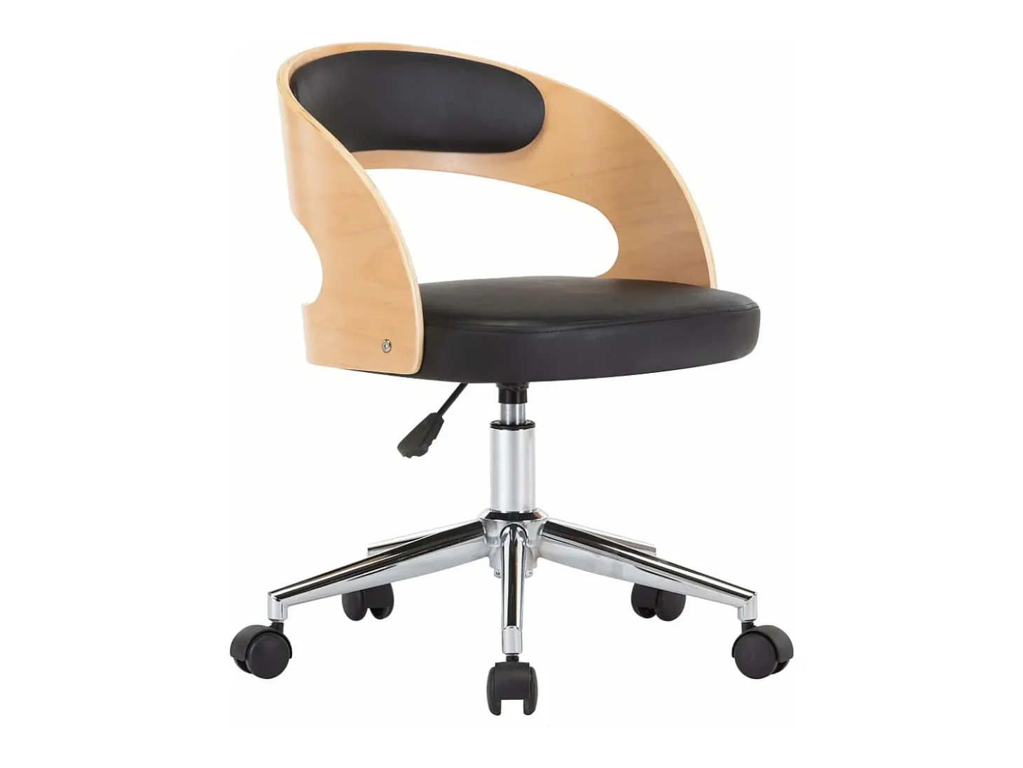 Silla de comedor giratoria madera curvada cuero sintético negro ES484693