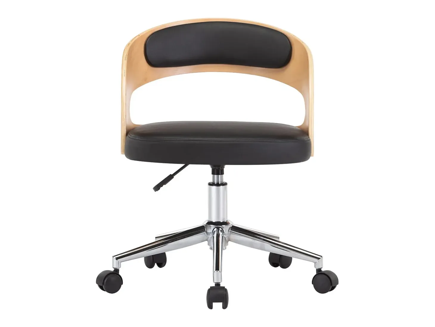 Silla de comedor giratoria madera curvada cuero sintético negro ES484693