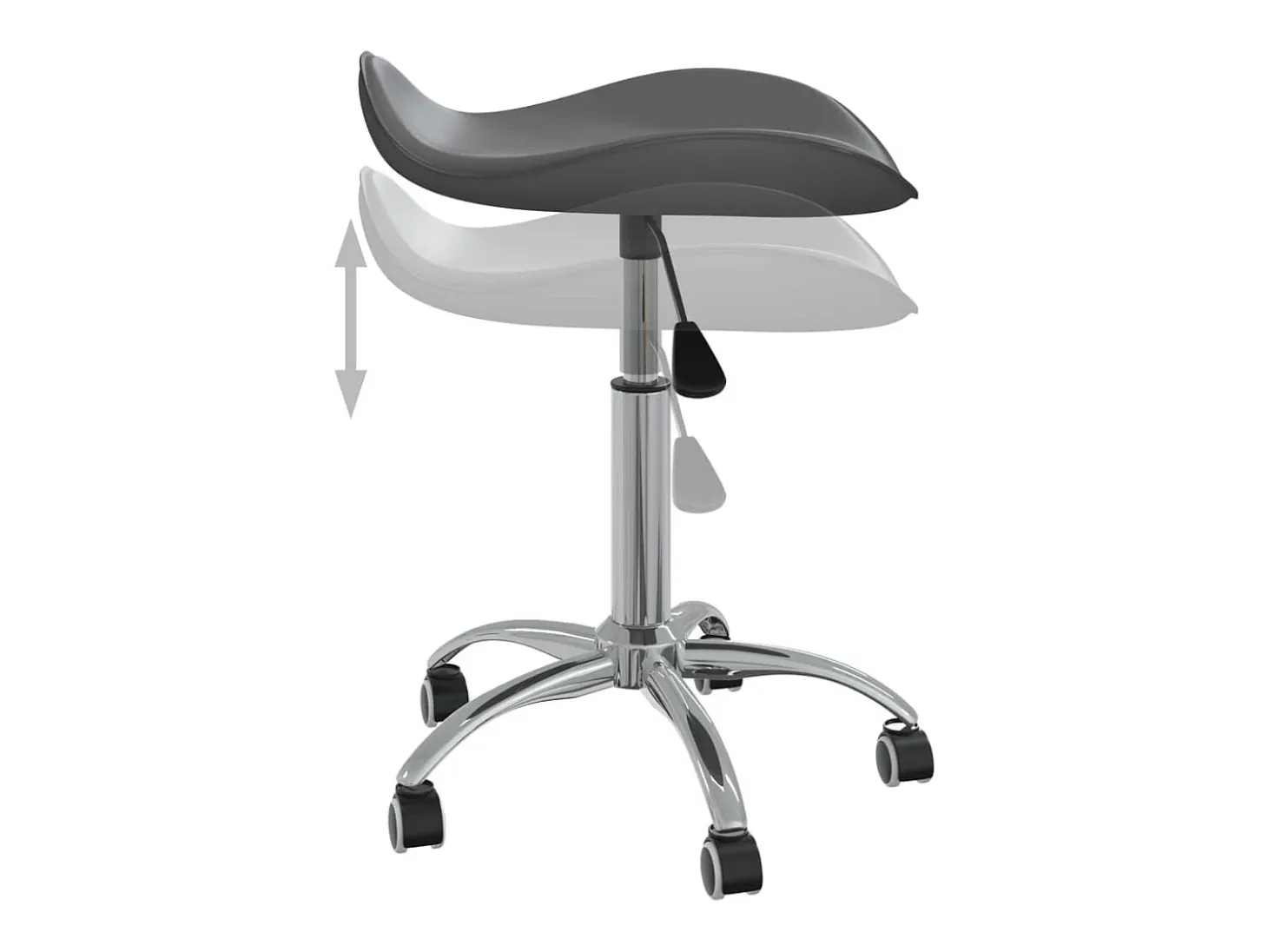 Silla de comedor giratoria de cuero sintético gris