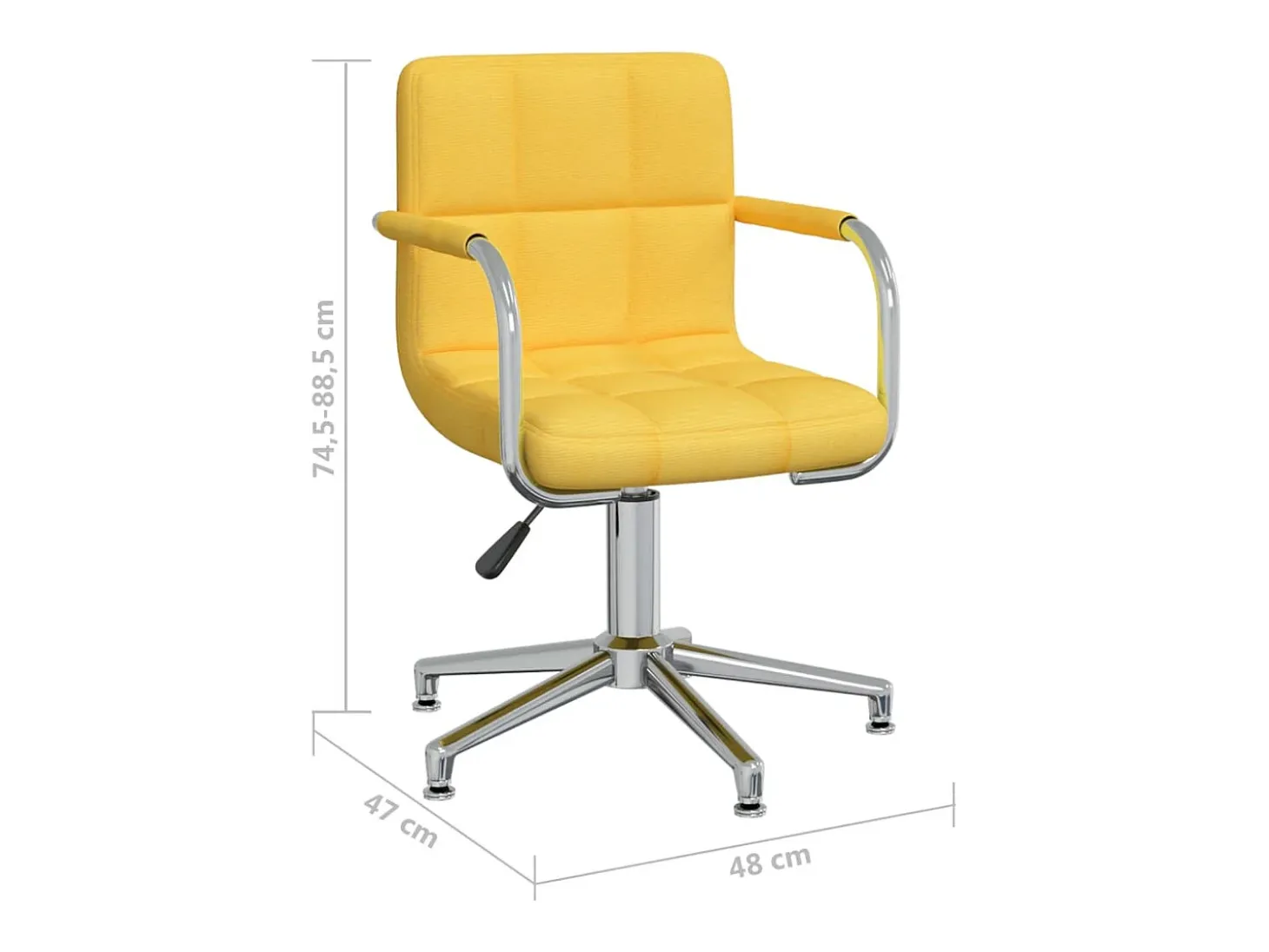Silla de comedor giratoria de tela amarilla mostaza