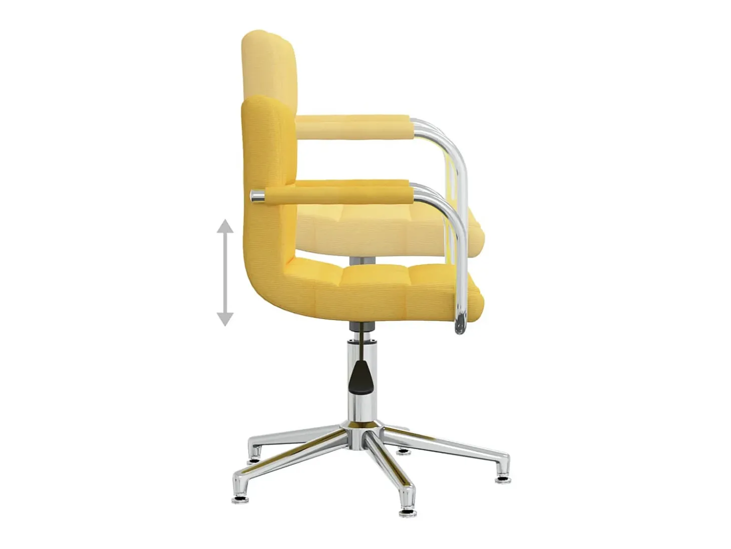Silla de comedor giratoria de tela amarilla mostaza