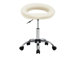 Silla de comedor giratoria de cuero sintética crema ES557989