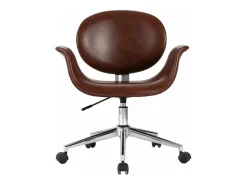 Silla de comedor giratoria cuero sintético marrón ES571808