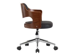 Silla de comedor giratoria madera curvada cuero sintético negro ES987152
