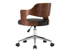 Silla de comedor giratoria madera curvada cuero sintético negro ES987152