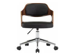 Silla de comedor giratoria madera curvada cuero sintético negro ES987152