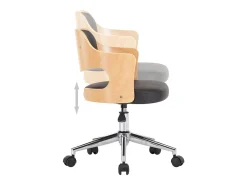 Silla de comedor giratoria madera curvada cuero sintético negro
