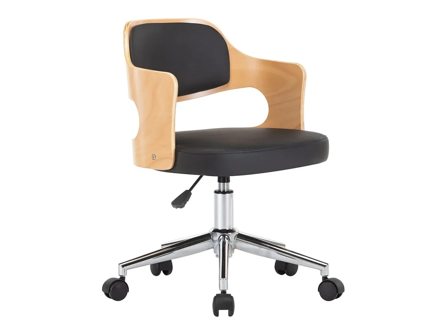 Silla de comedor giratoria madera curvada cuero sintético negro
