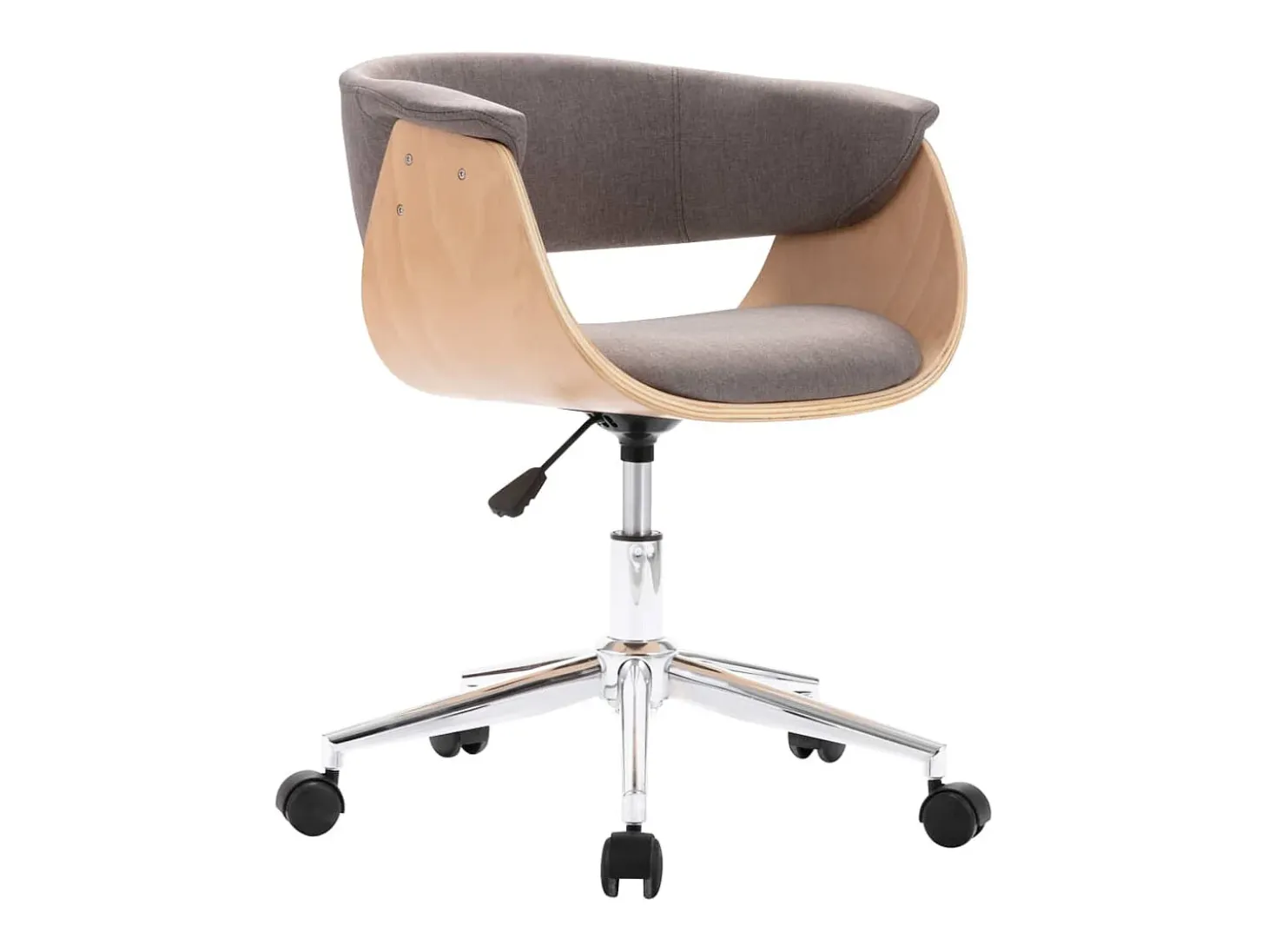 Silla de comedor giratoria de madera curvada y tela gris taupe ES498256