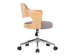 Silla de comedor giratoria de madera curvada y tela gris taupe ES309700