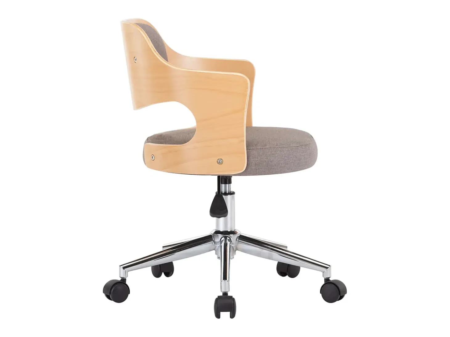Silla de comedor giratoria de madera curvada y tela gris taupe ES309700