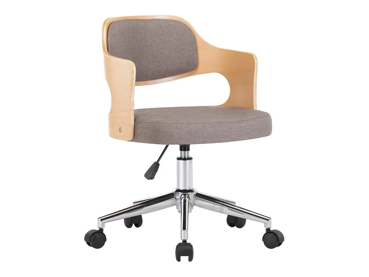 Silla de comedor giratoria de madera curvada y tela gris taupe ES309700