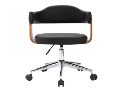 Silla de comedor giratoria negra de madera curvada y cuero sintético