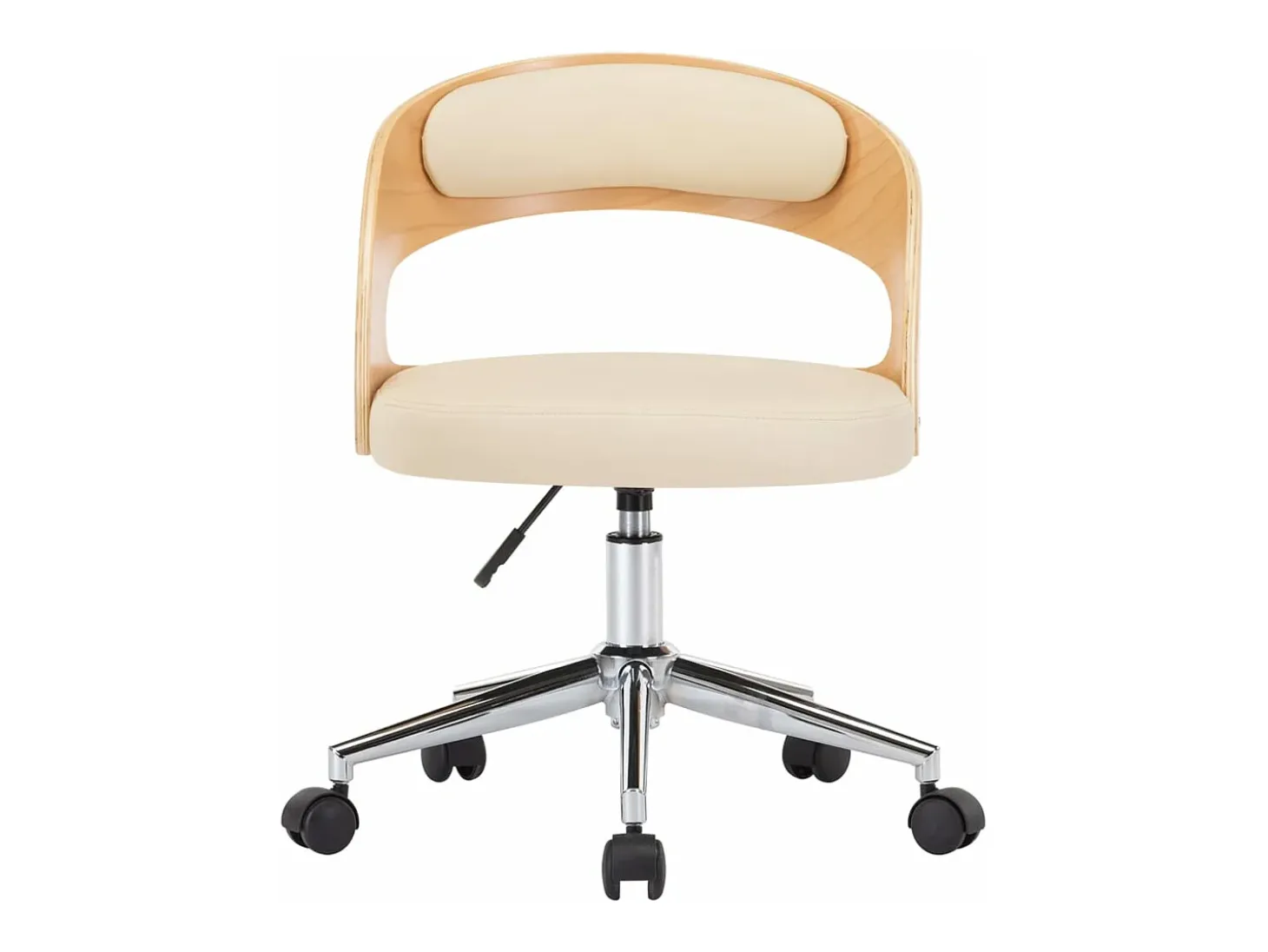 Silla de comedor giratoria madera curvada cuero sintético crema