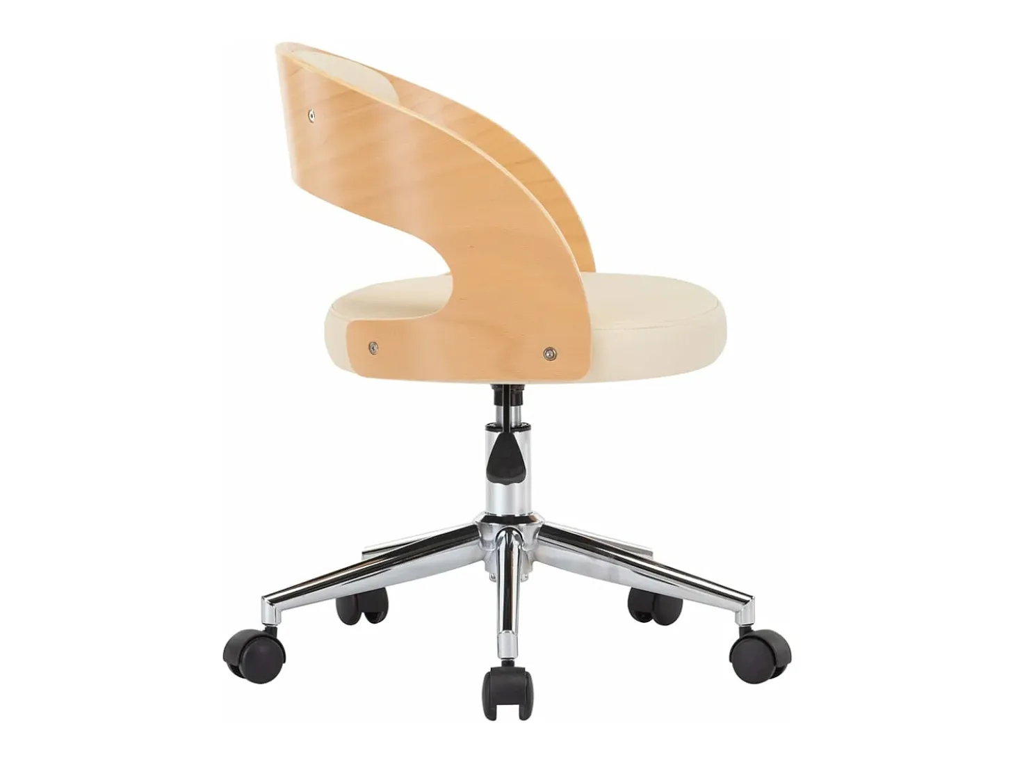 Silla de comedor giratoria madera curvada cuero sintético crema