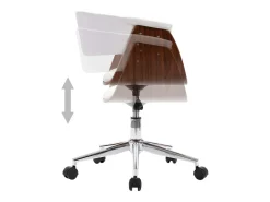 Silla de comedor giratoria blanca de madera curvada y cuero sintético