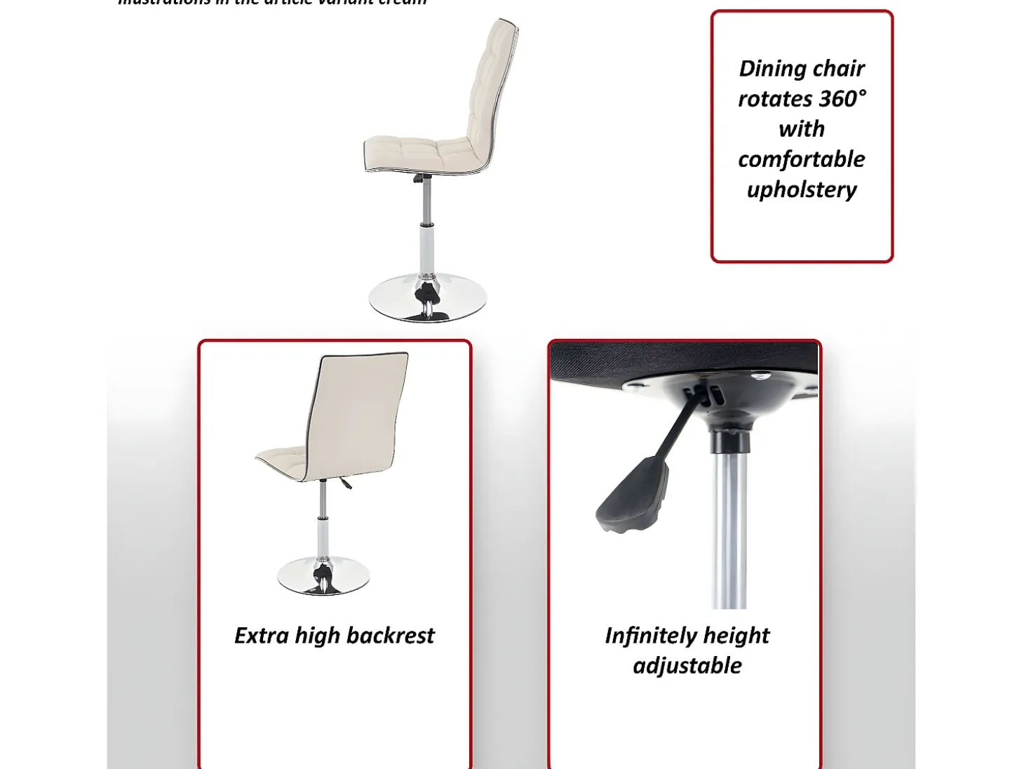 Silla de comedor giratoria MCW-C41, color crema