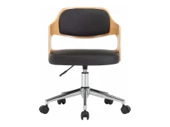 Silla de comedor giratoria madera curvada cuero sintético negro ES363085