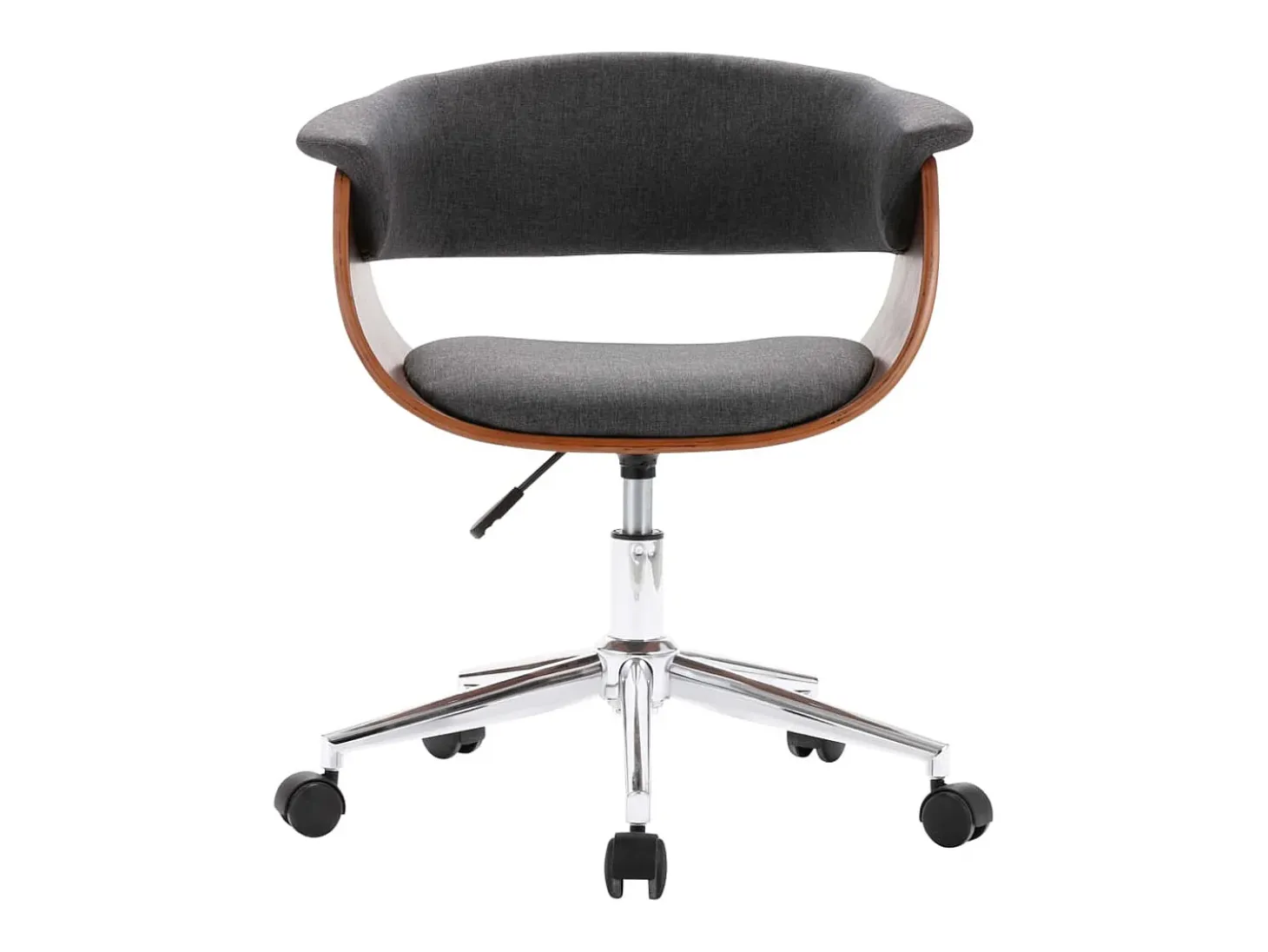 Silla de comedor giratoria de madera curvada gris y tela