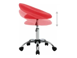 Silla de comedor giratoria de cuero sintética roja