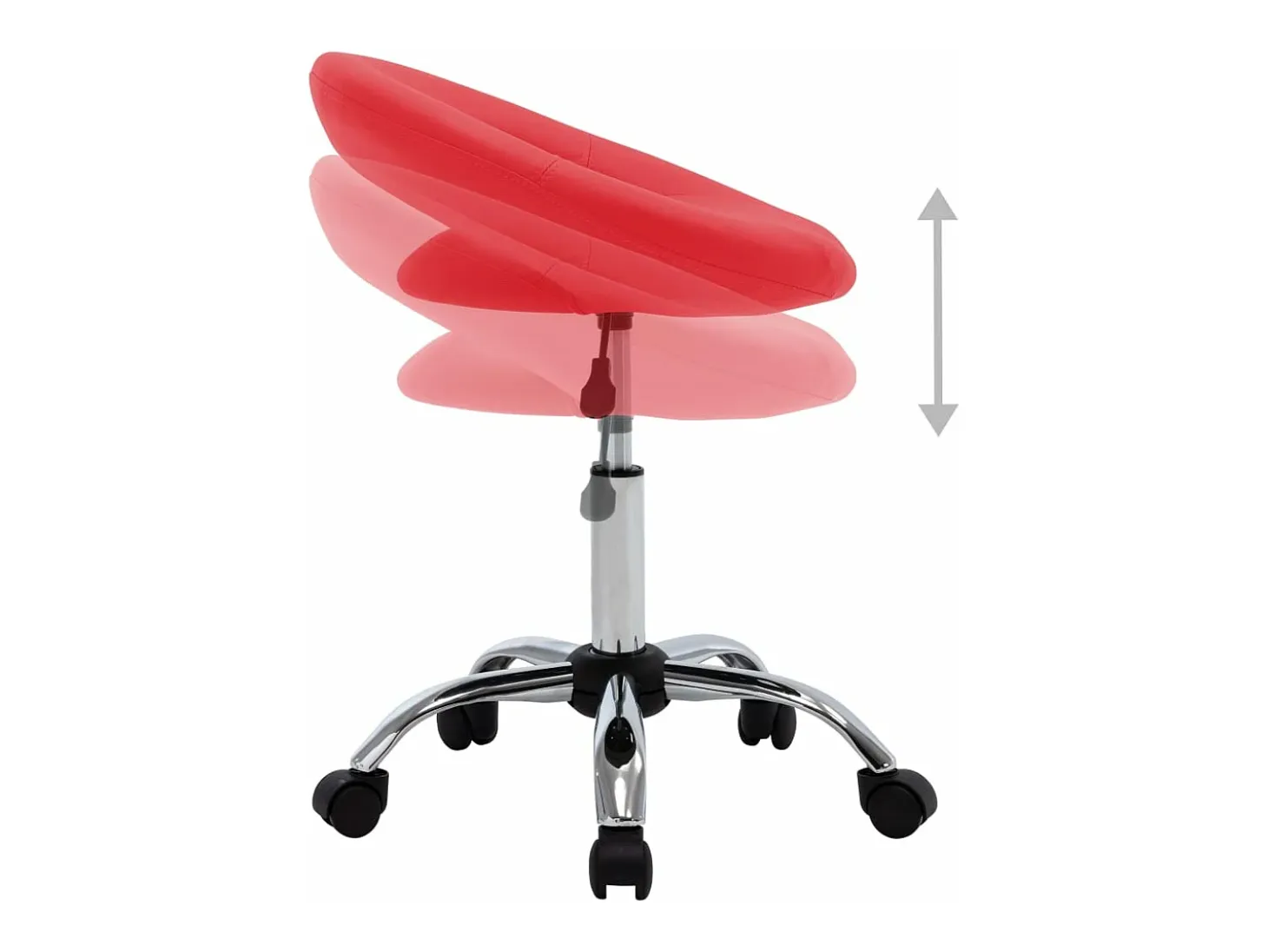 Silla de comedor giratoria de cuero sintética roja