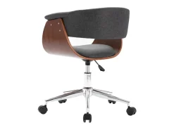 Silla de comedor giratoria de madera curvada y tela gris ES293173