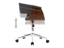 Silla de comedor giratoria de madera curvada y tela gris ES293173