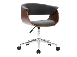 Silla de comedor giratoria de madera curvada y tela gris ES293173