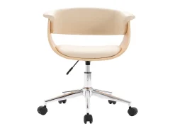 Silla de comedor giratoria madera curvada cuero sintético crema