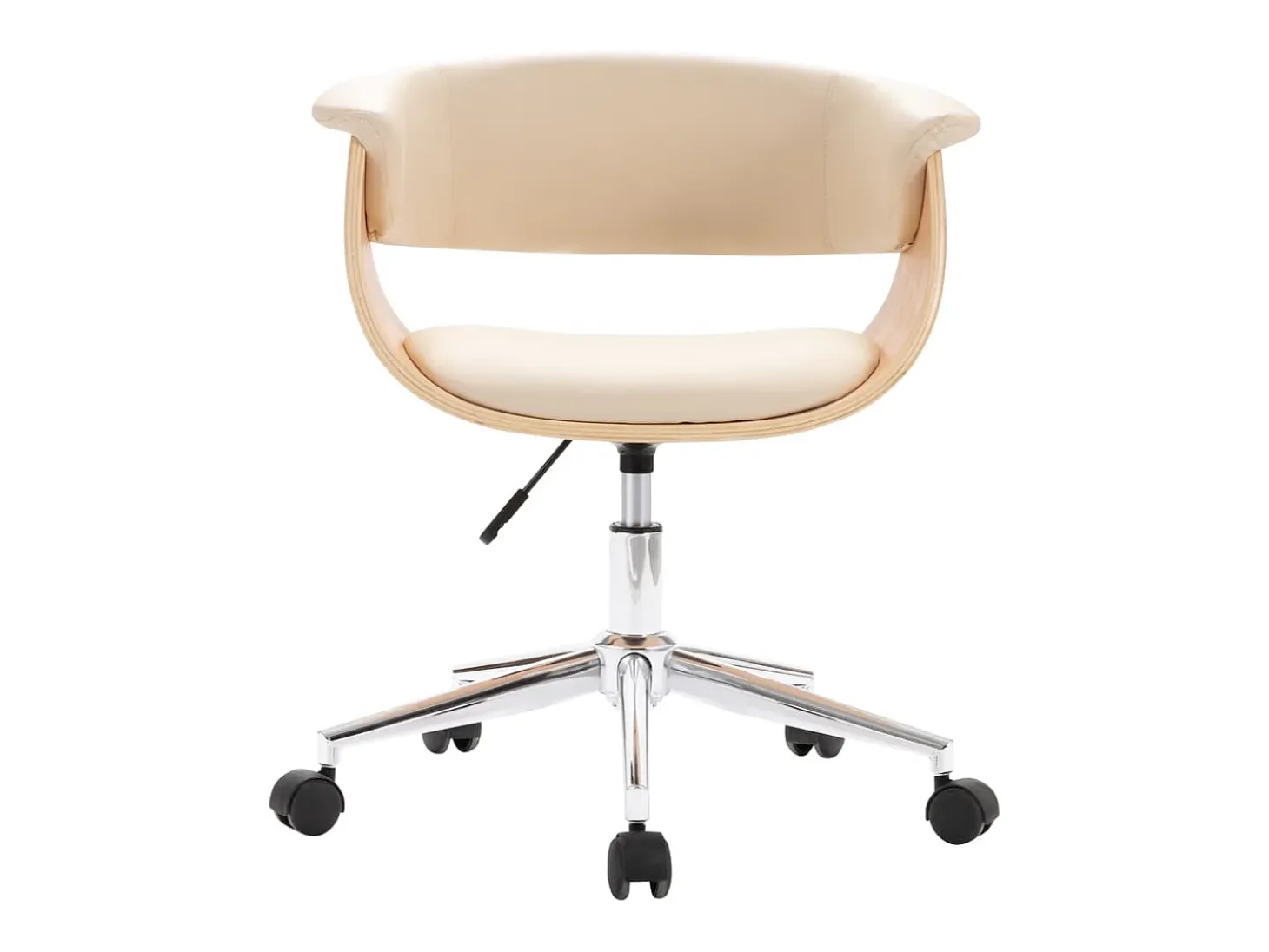 Silla de comedor giratoria madera curvada cuero sintético crema