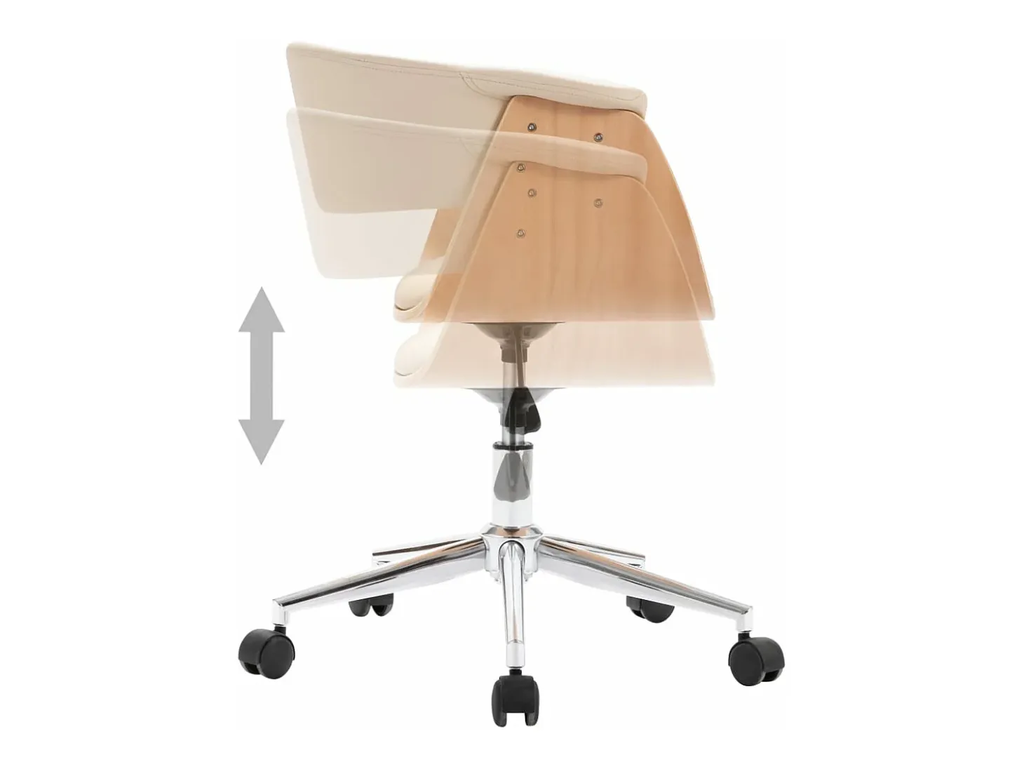 Silla de comedor giratoria madera curvada cuero sintético crema ES747475
