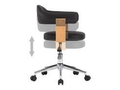 Silla de comedor giratoria negra de madera curvada y cuero sintético