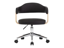 Silla de comedor giratoria negra de madera curvada y cuero sintético