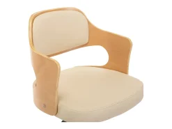 Silla de comedor giratoria madera curvada cuero sintético crema