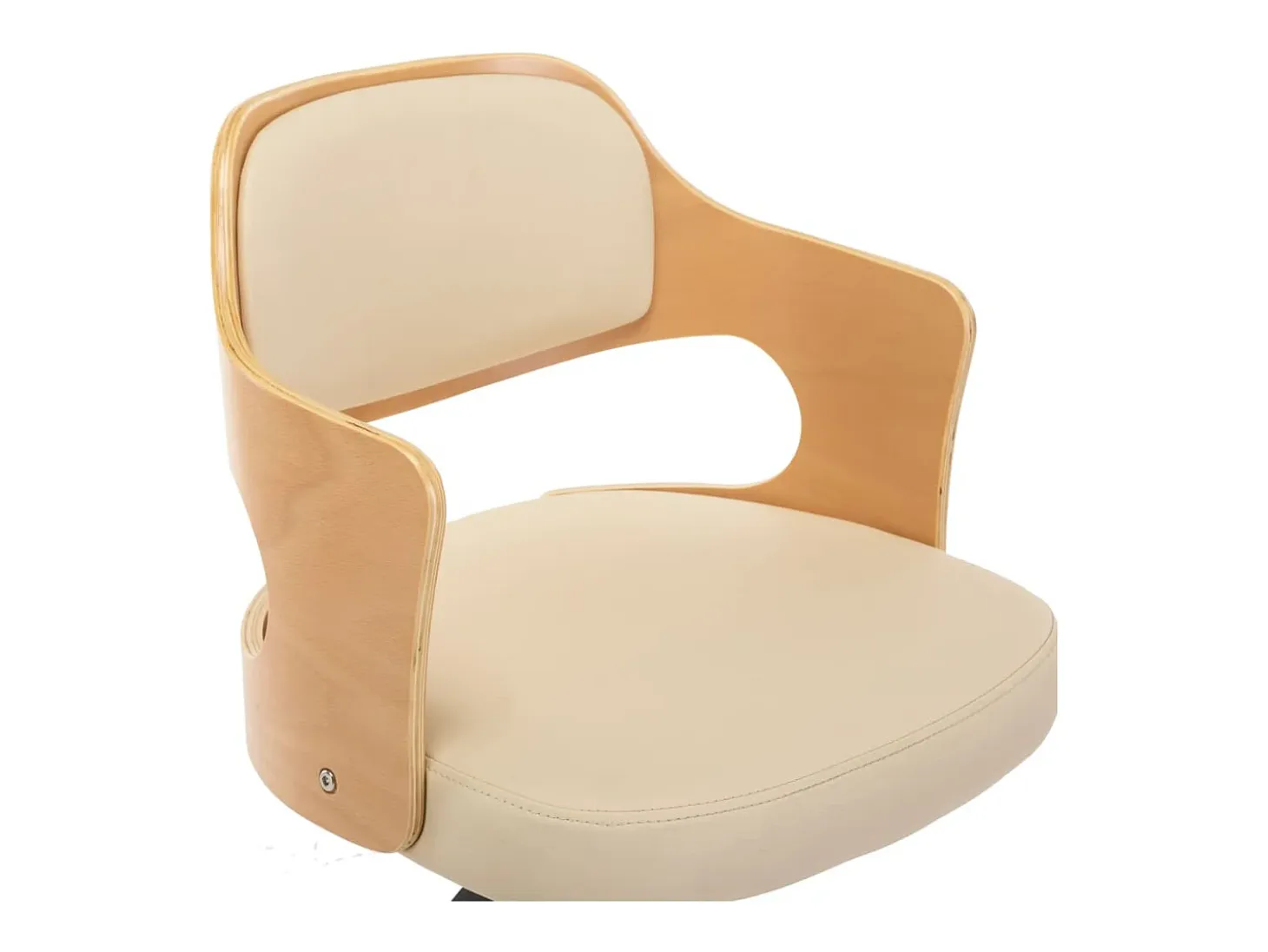 Silla de comedor giratoria madera curvada cuero sintético crema