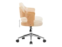 Silla de comedor giratoria madera curvada cuero sintético crema