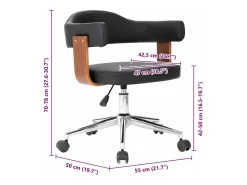 Silla de comedor giratoria madera curvada cuero sintético negro