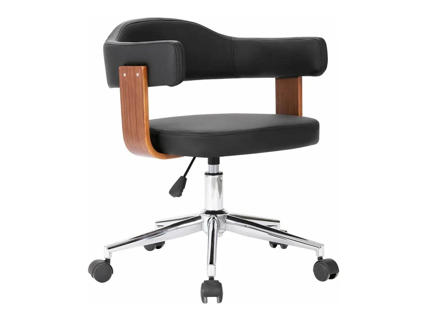 Silla de comedor giratoria madera curvada cuero sintético negro