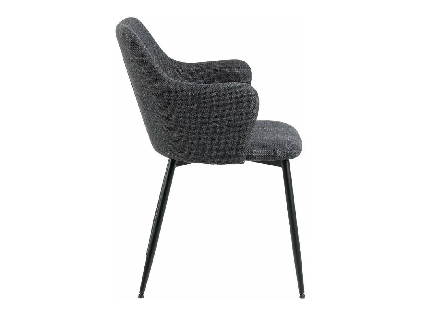 Silla de comedor Ilsa con reposabrazos color gris.