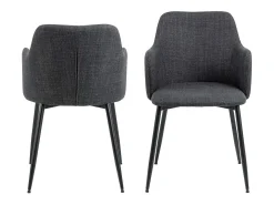 Silla de comedor Ilsa con reposabrazos color gris.