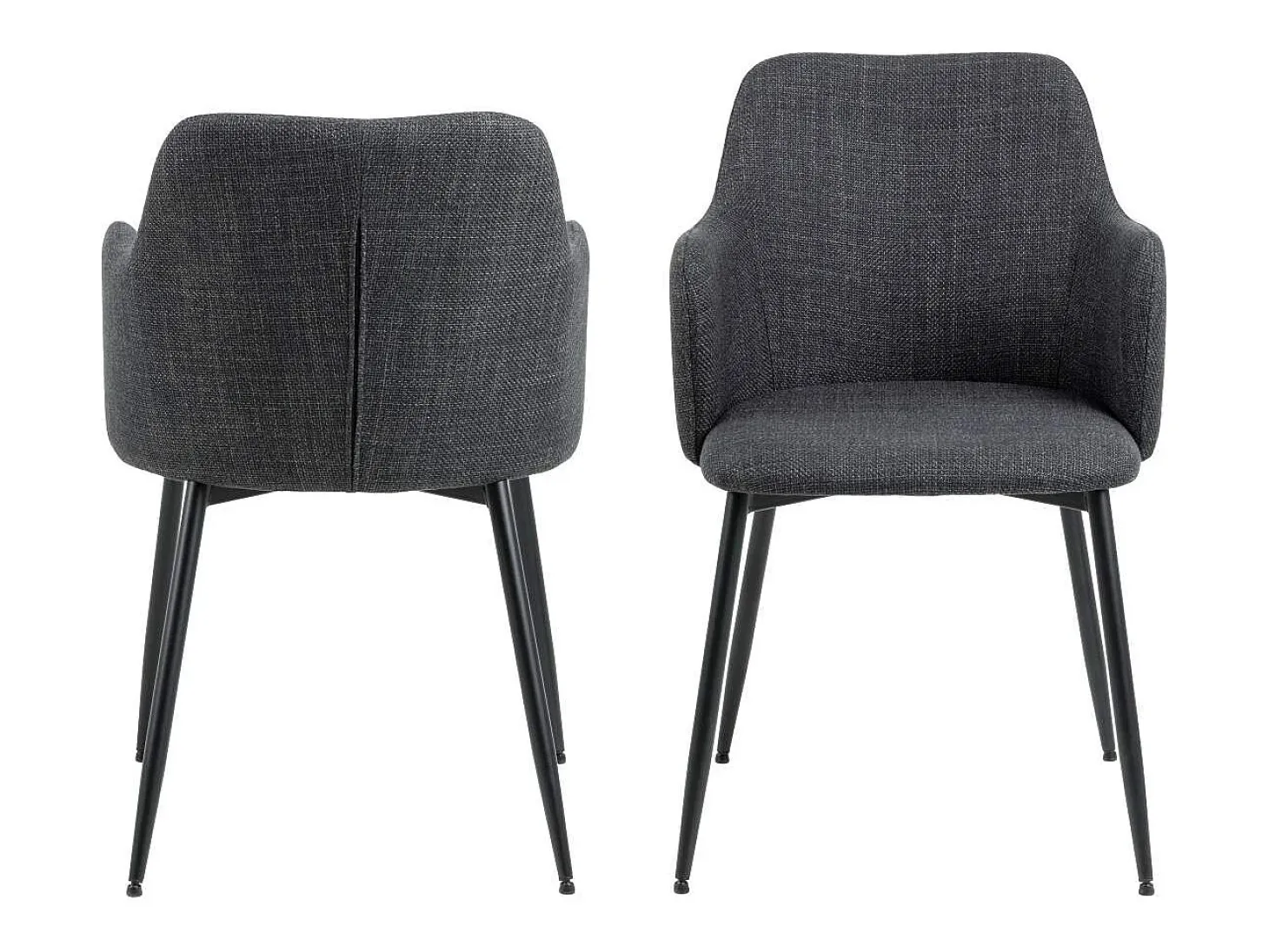 Silla de comedor Ilsa con reposabrazos color gris.