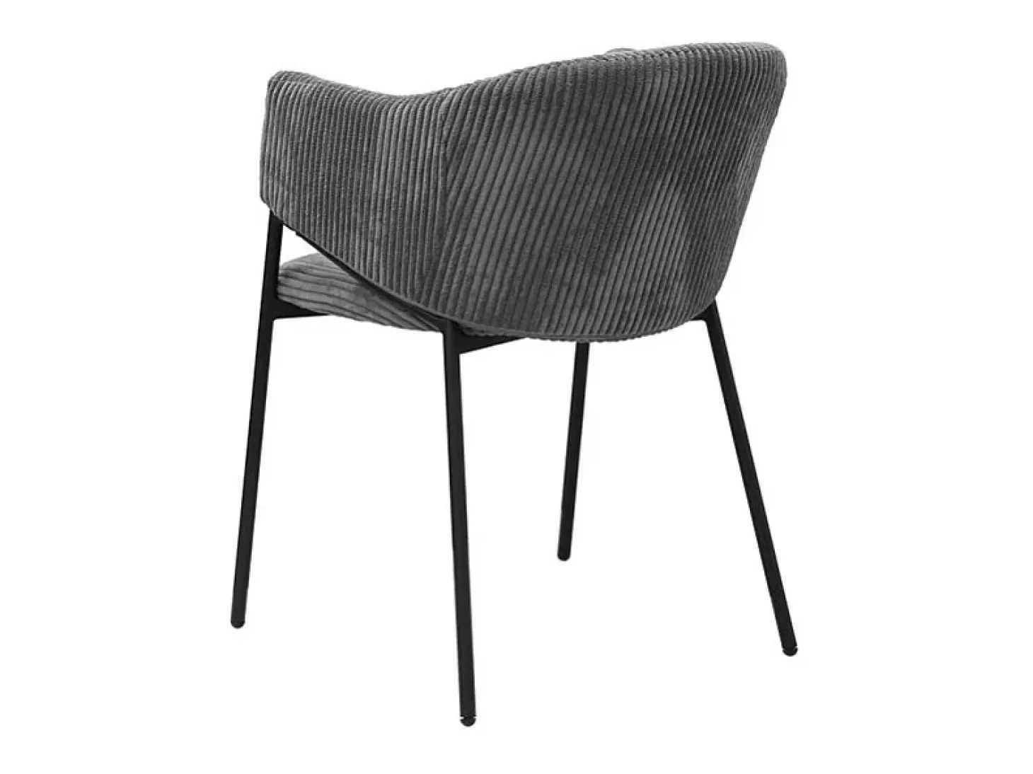 Silla de comedor IMANY – Terciopelo acanalado gris oscuro – Con brazos – Patas de metal negro – Estilo diseño / industrial