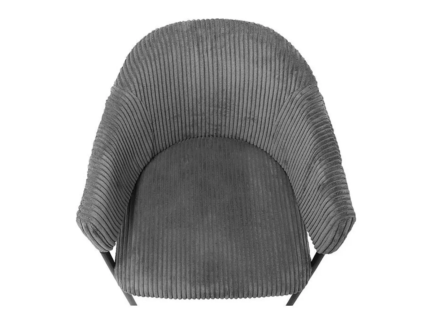 Silla de comedor IMANY – Terciopelo acanalado gris oscuro – Con brazos – Patas de metal negro – Estilo diseño / industrial