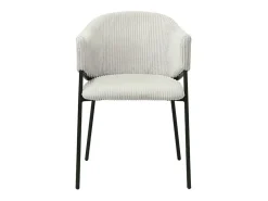 Silla de comedor IMANY – Terciopelo acanalado gris claro – Reposabrazos – Patas de metal negro – Estilo diseño / industrial