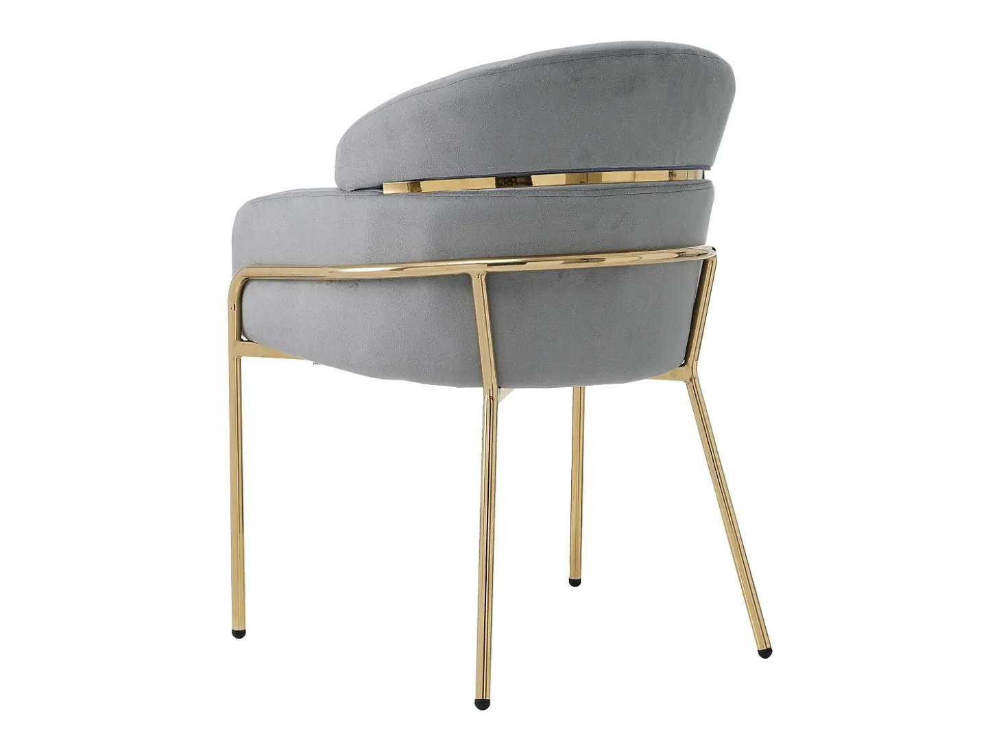 Silla de comedor individual de terciopelo con patas de metal, gris (59,69x59,69x55,88 cm)