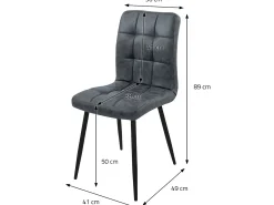 Silla de comedor juego de 4 tapizado de piel sintética antracita con patas de metal incl. material de montaje ML-Design