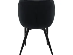 Silla de comedor Juego de 2 Funda de terciopelo negro con patas de metal incl. Material de montaje ML-Design