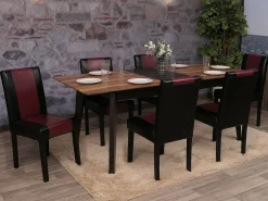 Silla de comedor Littau, negro/rojo, patas oscuras